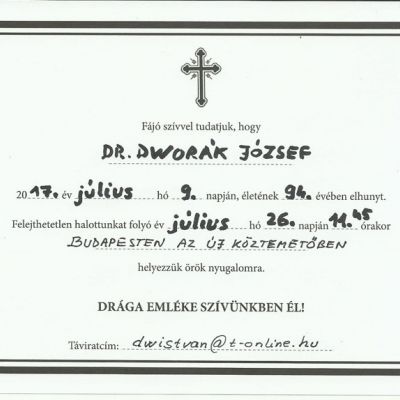 Dr. Dworák József temetése